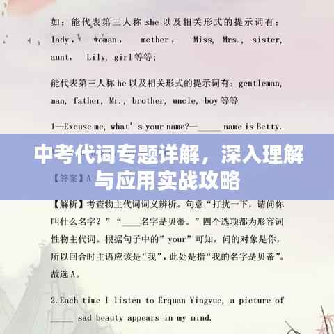 中考代词专题详解，深入理解与应用实战攻略